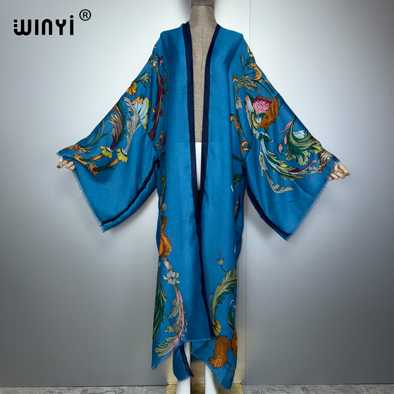 Cover Up Kaftan - WINYI Vestido Kimono Boho Africano, Maxi