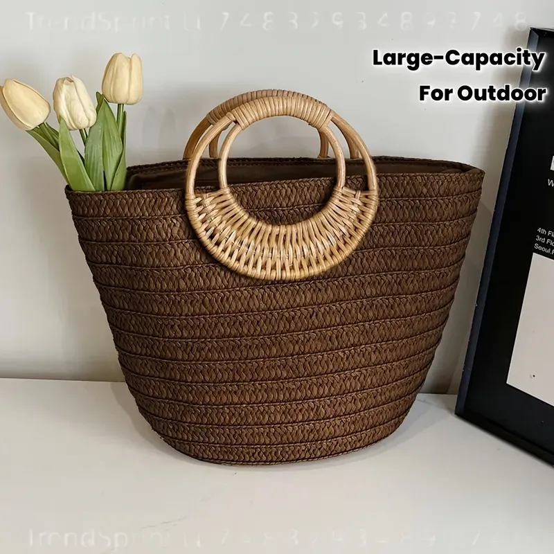Bolso de mano de papel tejido  - Tote Bag Beach reseña y precio