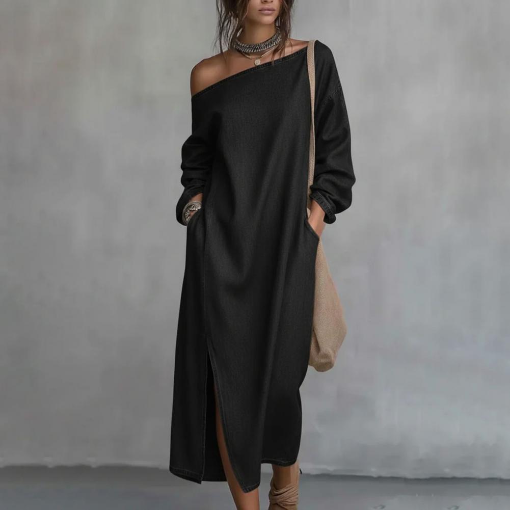 Vestido largo de un solo hombr - Linen Dress Wrap reseña y precio
