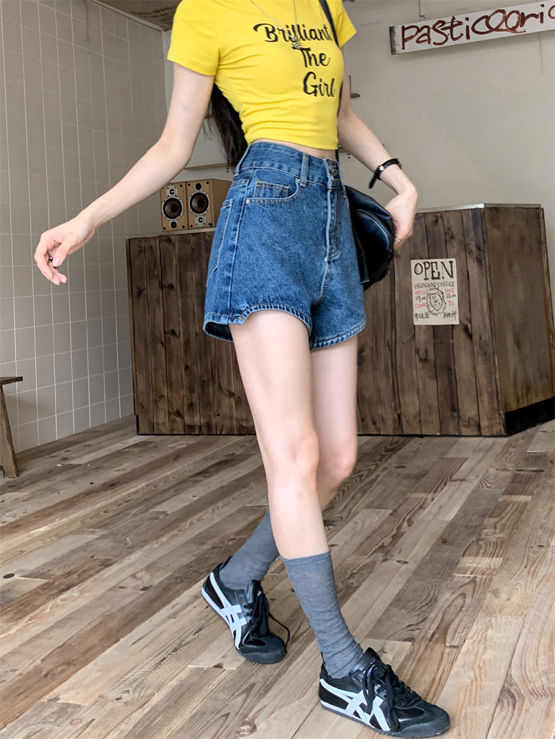 Shorts de mezclilla azul para  - Shorts Denim Frayed reseña y precio