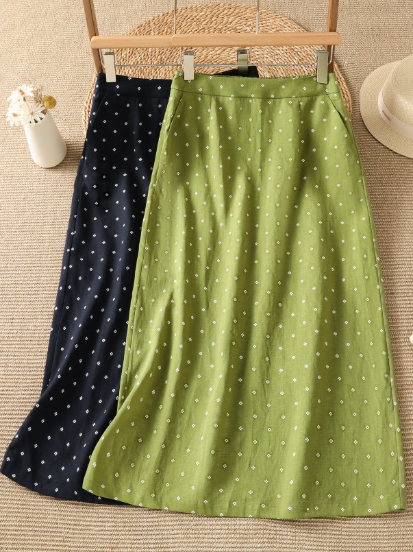 Falda midi de cintura alta con - Midi Skirt Floral reseña y precio