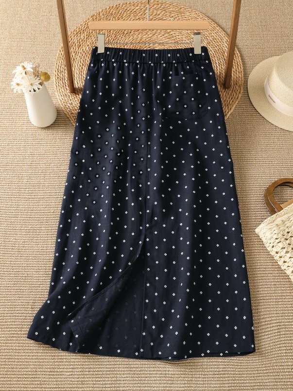 Falda midi de cintura alta con - Midi Skirt Floral reseña y precio